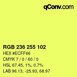 Color code: RGB 236 255 102 | qconv.com