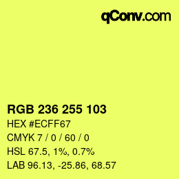 颜色代码: RGB 236 255 103 | qconv.com