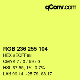 Color code: RGB 236 255 104 | qconv.com