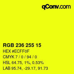 Color code: RGB 236 255 15 | qconv.com