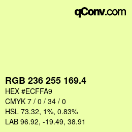 カラーコード: RGB 236 255 169.4 | qconv.com