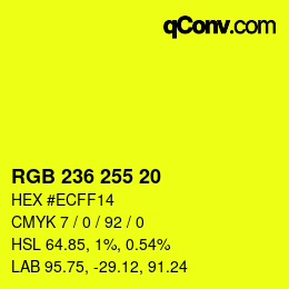 Color code: RGB 236 255 20 | qconv.com