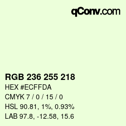 颜色代码: RGB 236 255 218 | qconv.com