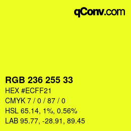 Color code: RGB 236 255 33 | qconv.com