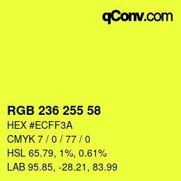 カラーコード: RGB 236 255 58 | qconv.com