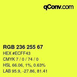 Color code: RGB 236 255 67 | qconv.com