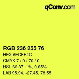 Color code: RGB 236 255 76 | qconv.com