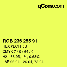 Color code: RGB 236 255 91 | qconv.com