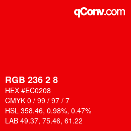 Color code: RGB 236 2 8 | qconv.com