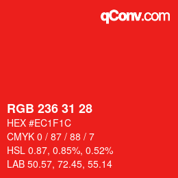 Color code: RGB 236 31 28 | qconv.com