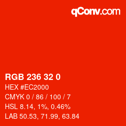 カラーコード: RGB 236 32 0 | qconv.com