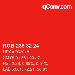 カラーコード: RGB 236 32 24 | qconv.com
