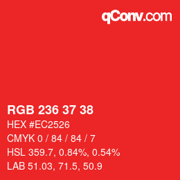 カラーコード: RGB 236 37 38 | qconv.com