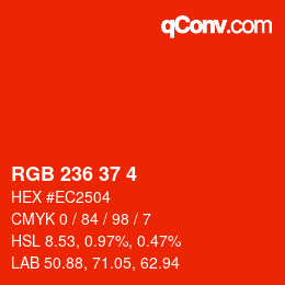 颜色代码: RGB 236 37 4 | qconv.com