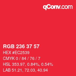 カラーコード: RGB 236 37 57 | qconv.com