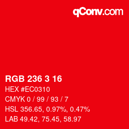 Color code: RGB 236 3 16 | qconv.com