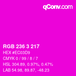 Color code: RGB 236 3 217 | qconv.com