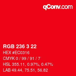 Color code: RGB 236 3 22 | qconv.com