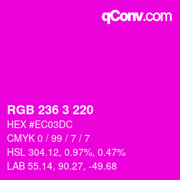 Color code: RGB 236 3 220 | qconv.com