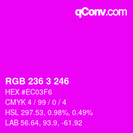 カラーコード: RGB 236 3 246 | qconv.com