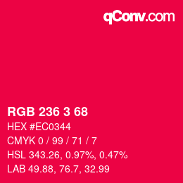 Color code: RGB 236 3 68 | qconv.com