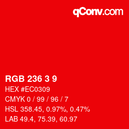 カラーコード: RGB 236 3 9 | qconv.com