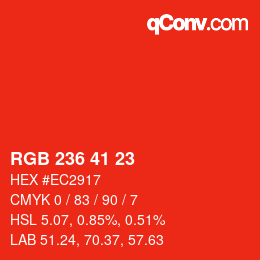 Color code: RGB 236 41 23 | qconv.com