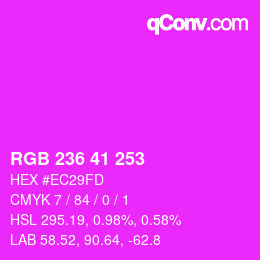 カラーコード: RGB 236 41 253 | qconv.com