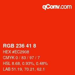 Color code: RGB 236 41 8 | qconv.com