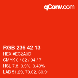 Color code: RGB 236 42 13 | qconv.com