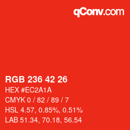 カラーコード: RGB 236 42 26 | qconv.com