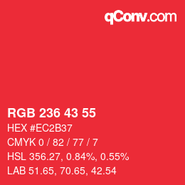 カラーコード: RGB 236 43 55 | qconv.com