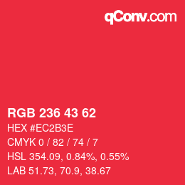 Color code: RGB 236 43 62 | qconv.com