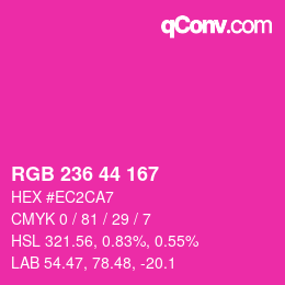Color code: RGB 236 44 167 | qconv.com
