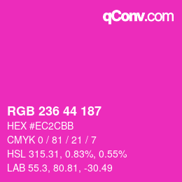 颜色代码: RGB 236 44 187 | qconv.com