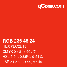颜色代码: RGB 236 45 24 | qconv.com