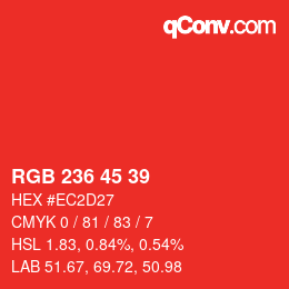 颜色代码: RGB 236 45 39 | qconv.com