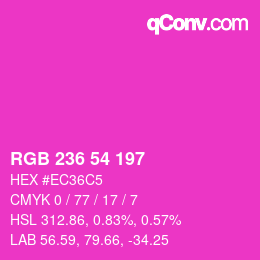 Color code: RGB 236 54 197 | qconv.com