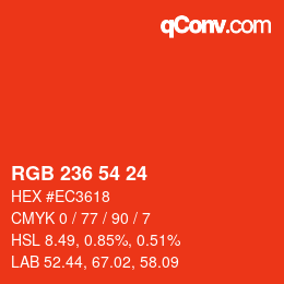 カラーコード: RGB 236 54 24 | qconv.com