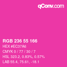 颜色代码: RGB 236 55 166 | qconv.com