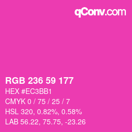 颜色代码: RGB 236 59 177 | qconv.com