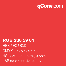 Color code: RGB 236 59 61 | qconv.com