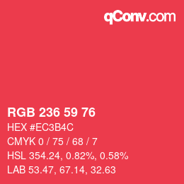 カラーコード: RGB 236 59 76 | qconv.com