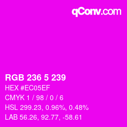 カラーコード: RGB 236 5 239 | qconv.com