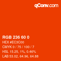 Color code: RGB 236 60 0 | qconv.com