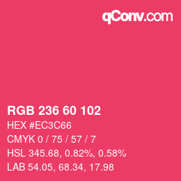 颜色代码: RGB 236 60 102 | qconv.com