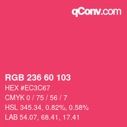 颜色代码: RGB 236 60 103 | qconv.com
