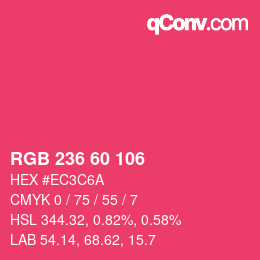 颜色代码: RGB 236 60 106 | qconv.com