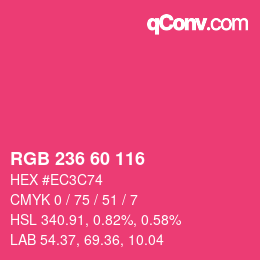 颜色代码: RGB 236 60 116 | qconv.com