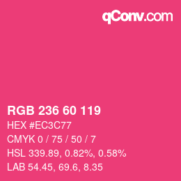 颜色代码: RGB 236 60 119 | qconv.com